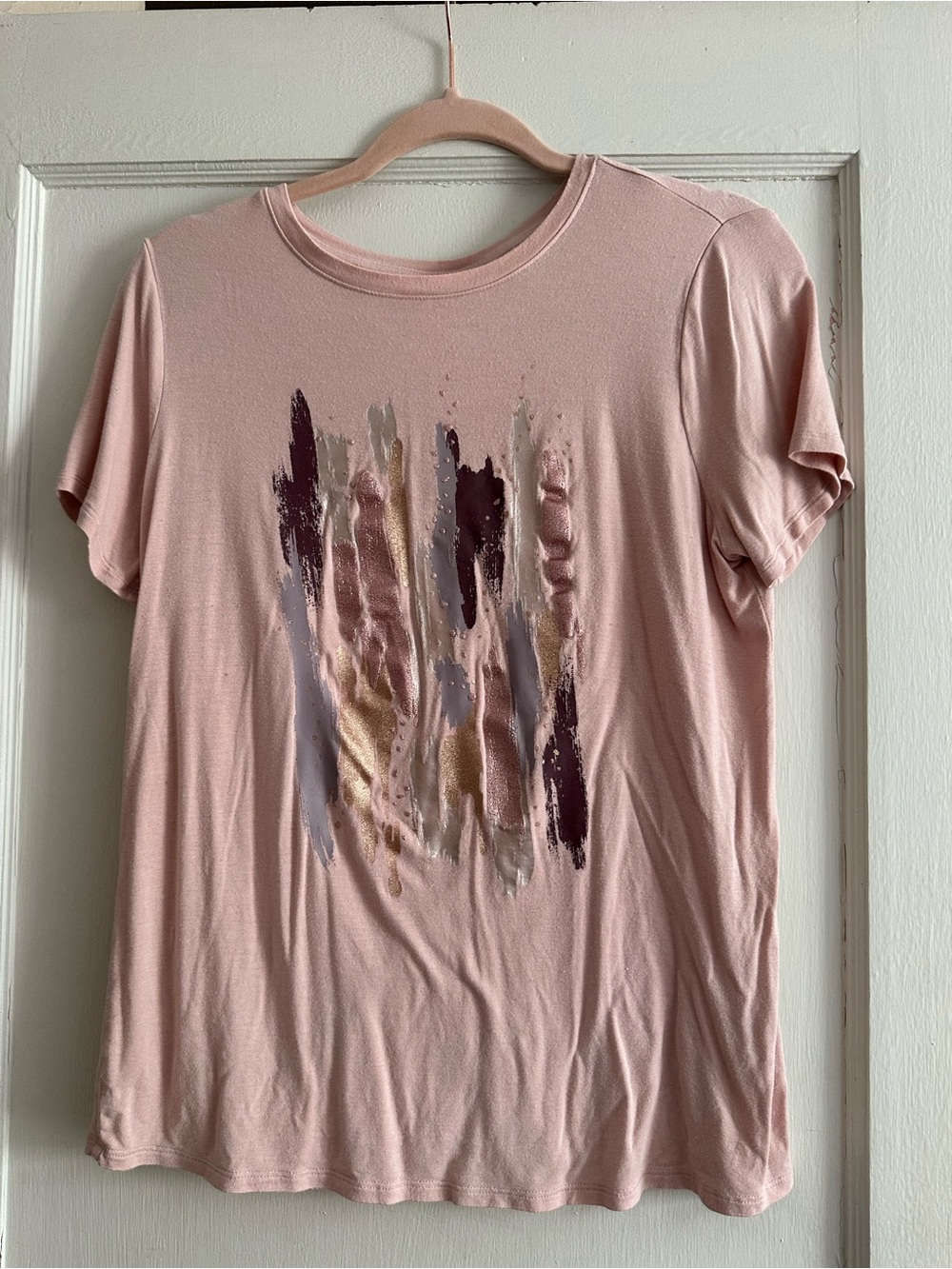 Apt. 9 Blush Pink Short-Sleeve Tee with Abstract Brush Graphic